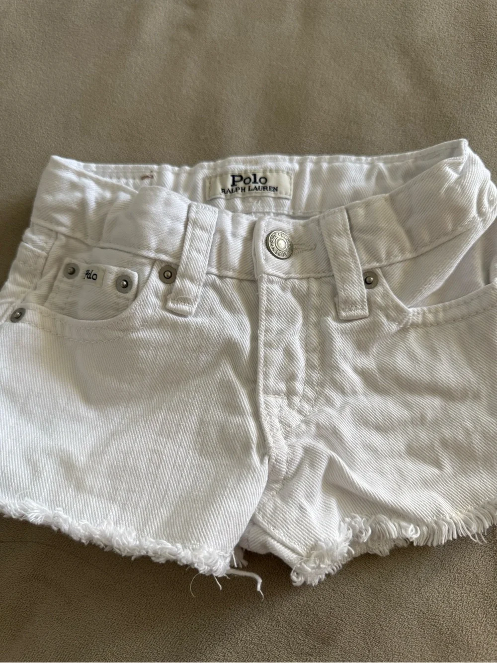 Ralph Lauren Women's White Frayed Hem Denim Shorts